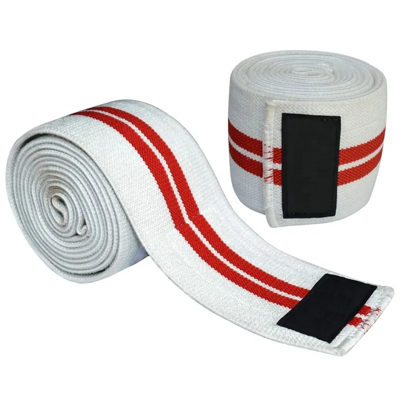 Wholesale Unisex Weightlifting Knee Wraps Custom Logo Elastic knee supports wraps For Power Lifting Adjustable Knee Pad for gym