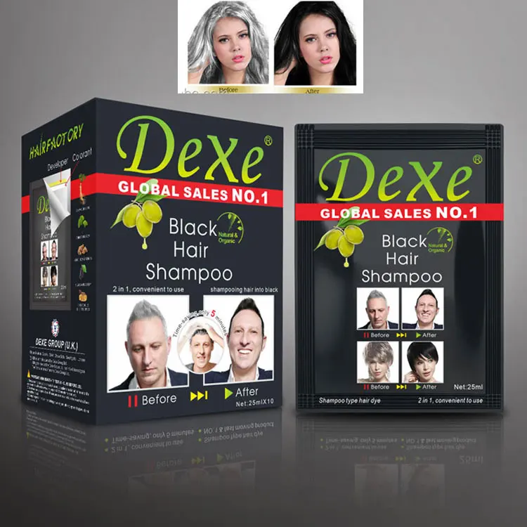 two in one Dexe permanent black hair shampoo herbal ammonia  free ppd free health no dark skin Original factory private albe OEM
