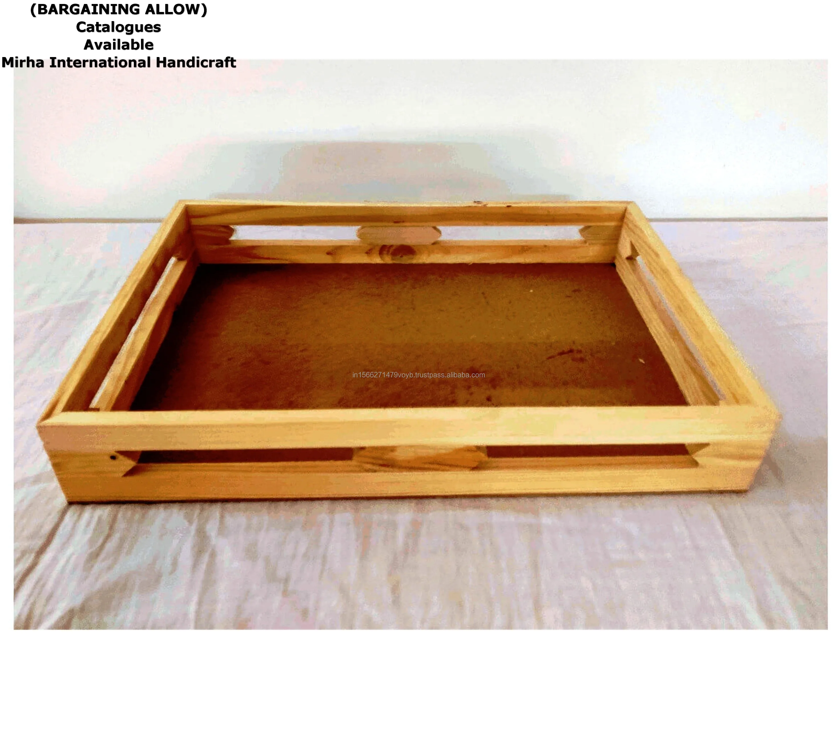 Handcrafted Wooden Serving Tray with Tissue Box Holder Hand Painted Decorative Tray for Home Use Food Serving from India