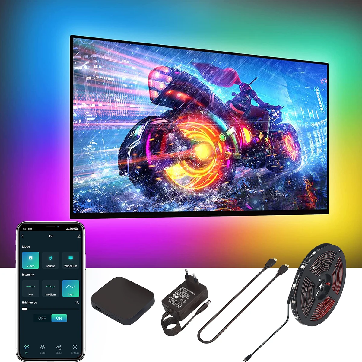 CL Lighting HDMI Sync Screen Lighting Kit Smart Ambient PC Backlights WiFi RGB LED Strip Lights Dream Color tv led strip