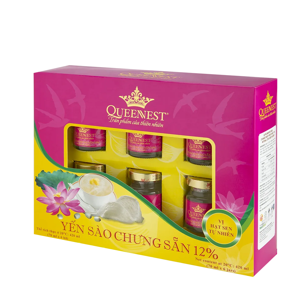 Премиум Птичье гнездо QUEENNEST 12% 70 мл-аромат семян лотоса (6 шт. в упаковке) из Вьетнама