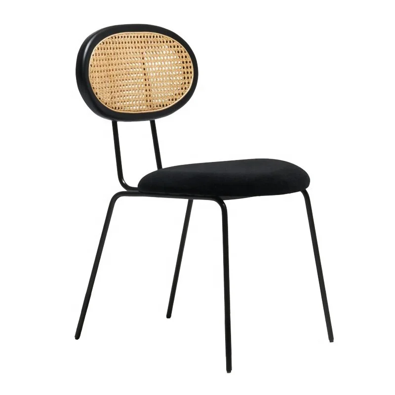 CANE ARMCHAIR -  Modern Rattan and Black Dining Chair  Furniture, Commercial Dining Chairs For Restaurant