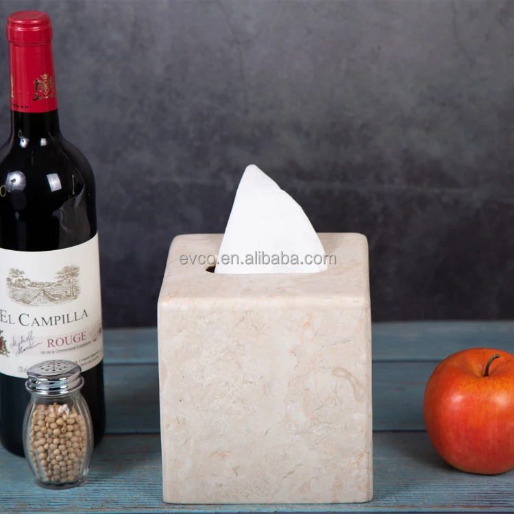 Natural Champagne Marble Square Tissue Box Holder