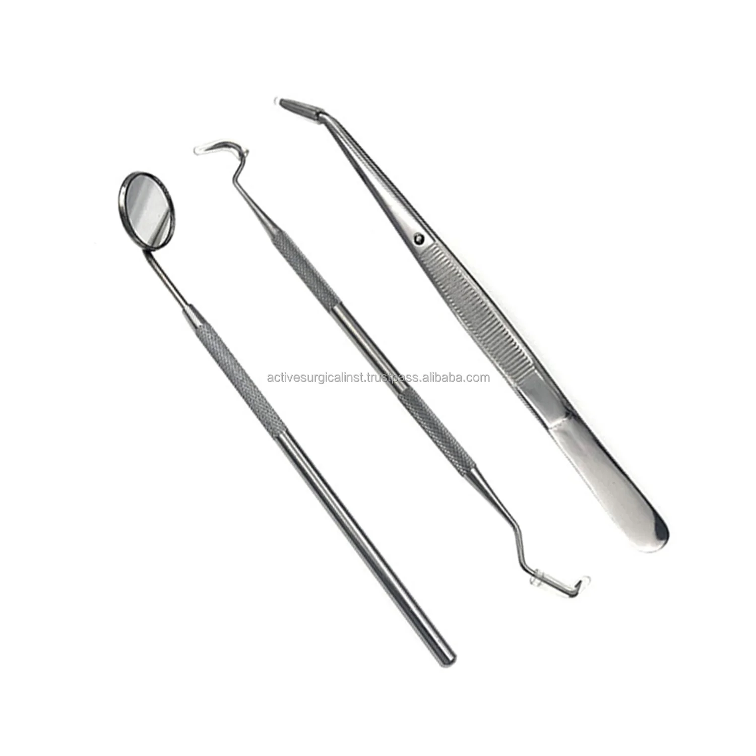 Factory Wholesale Dental Examination Basic Kit / Stainless Steel Surgical Hygiene Dental Tool Kit Set of 3 Pcs Autoclavable