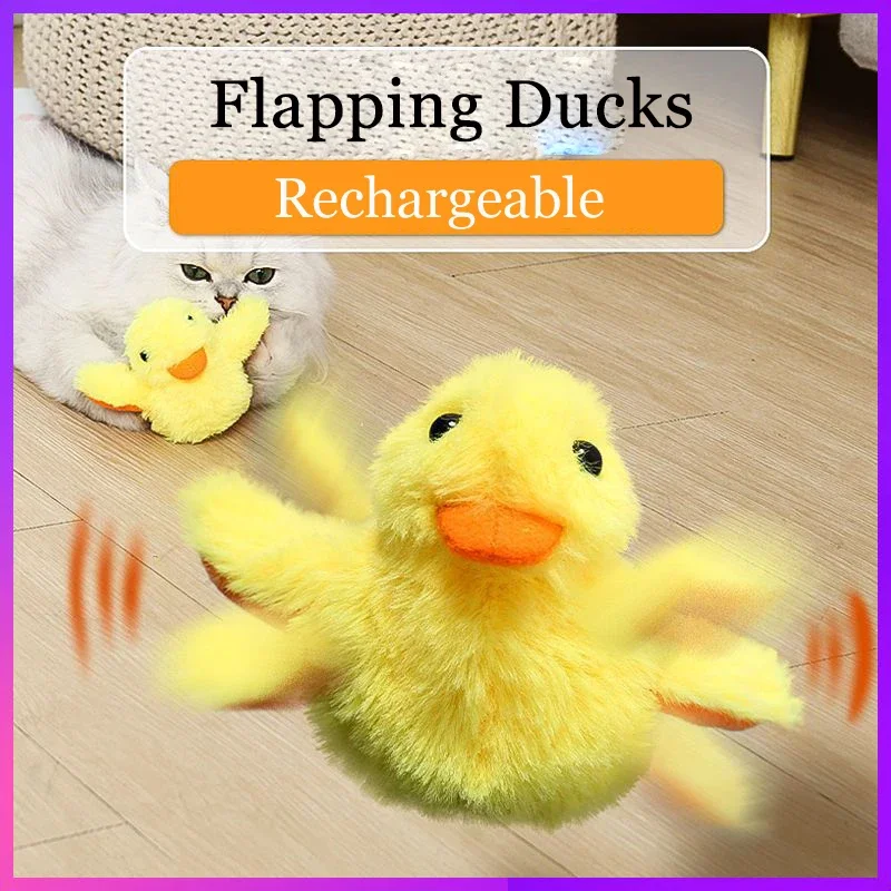 Flapping Duck Cat Toys Interactive Electric Bird Toys Washable Plush With Catnip Vibration Sensor Cats Game Kitten