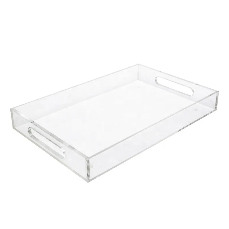 Acrylic Display Tray With Handle For Coffee Table Breakfast Butler