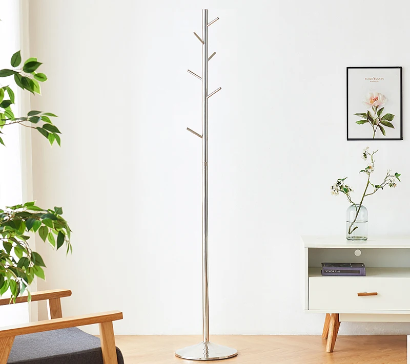 Wholesale Cheap Simple Design Stainless Steel Standing Silver Hanger Coat Jacket rack for Living Room