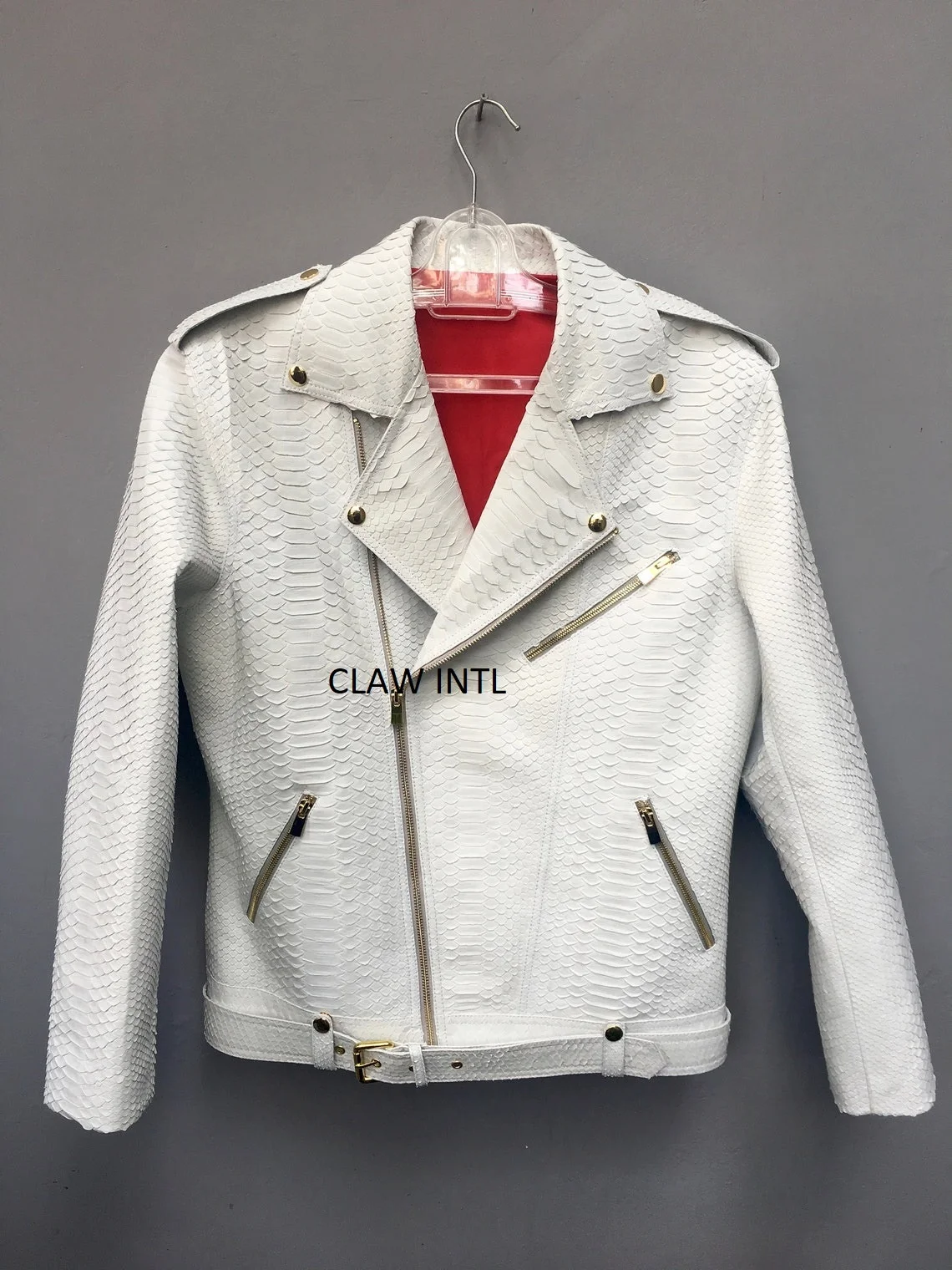 Custom brand white Python Leather Unisex Jacket, Python Leather Classic Fitted jacket wholesale factory
