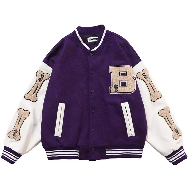 Unisex custom varsity jacket leather sleeve embroidery varsity jacket baseball team vintage letterman varsity jacket for men