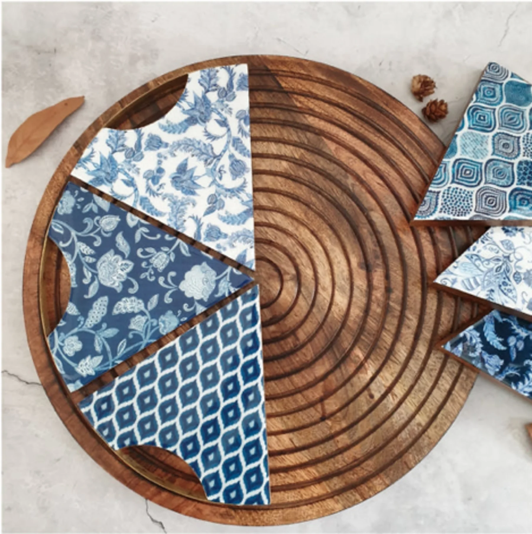 Customisable Pizza Slice Pie Serving Triangle Platter with Gold Metal Handle Carved Wooden Board New Arrival Dish & Plate Gift