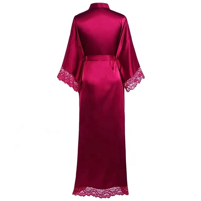 New 2021New Product Lace Robes Women Satin Kimono Robes Full Length Long Sleeve Wedding Robes Nighty For Bride
