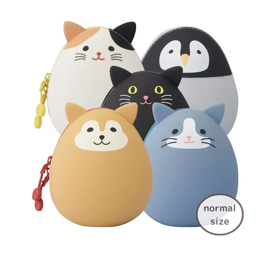 LIHITLAB Kawaii Japanese Animal Design Silicone Double Zipper Case for Stationery Storage Office & School Supplies Bulk Orders