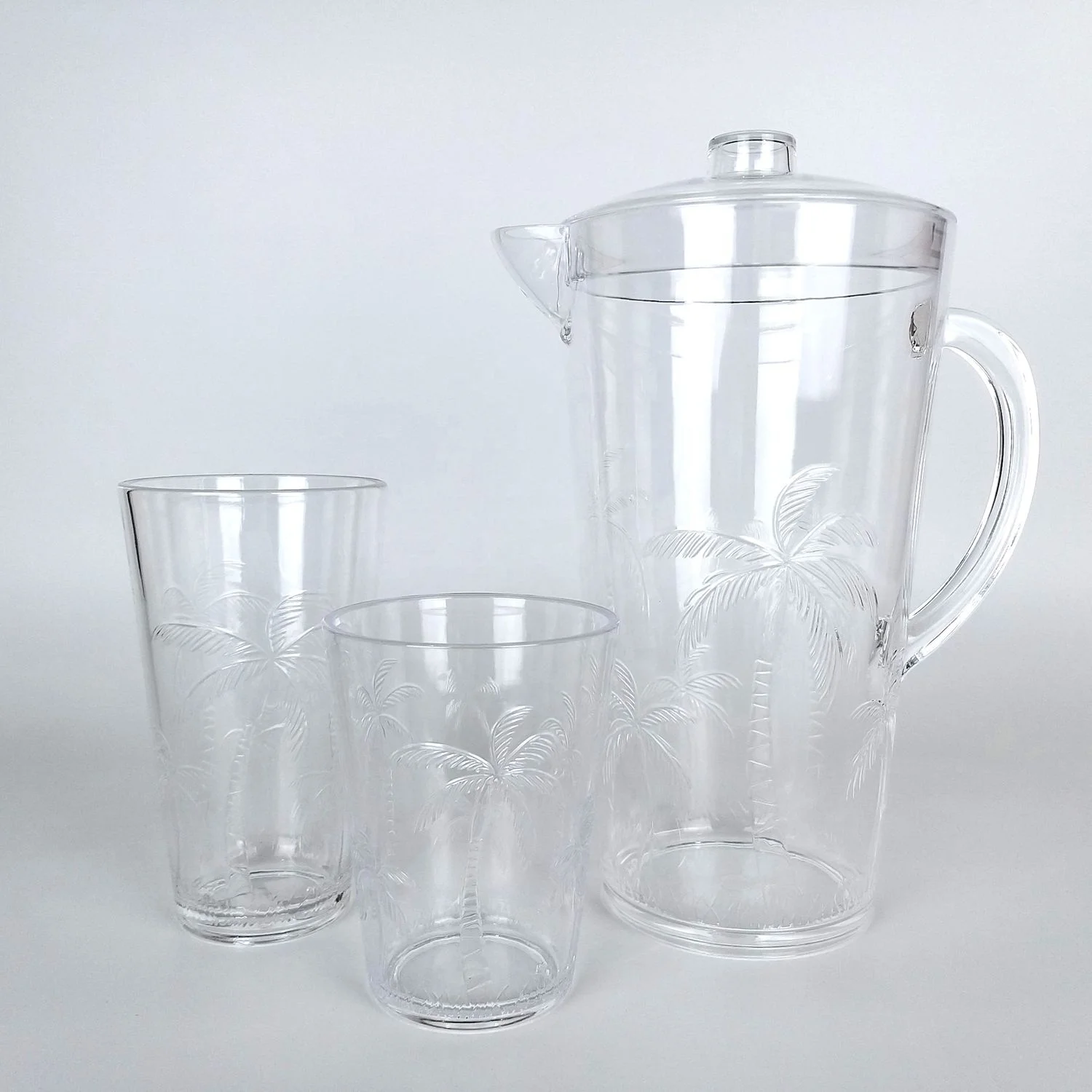 Palm tree acrylic plastic salad bowl with lid