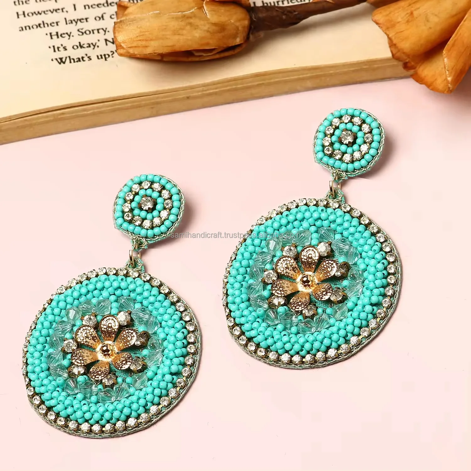 Big embroidery earrings Embroidery ear studs Embroidery ear hoopss
