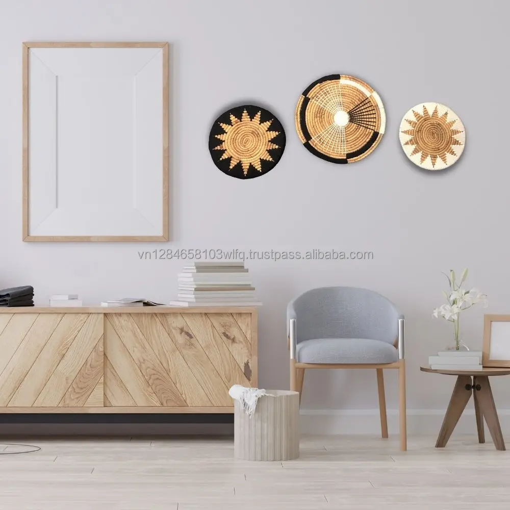 Wholesale Woven Wall Basket Plate Eco friendly Boho Decorative Wall Baskets For Living Room Bedroom Made in Vietnam OEM ODM