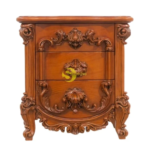 Classic bedside cabinet made of natural wood