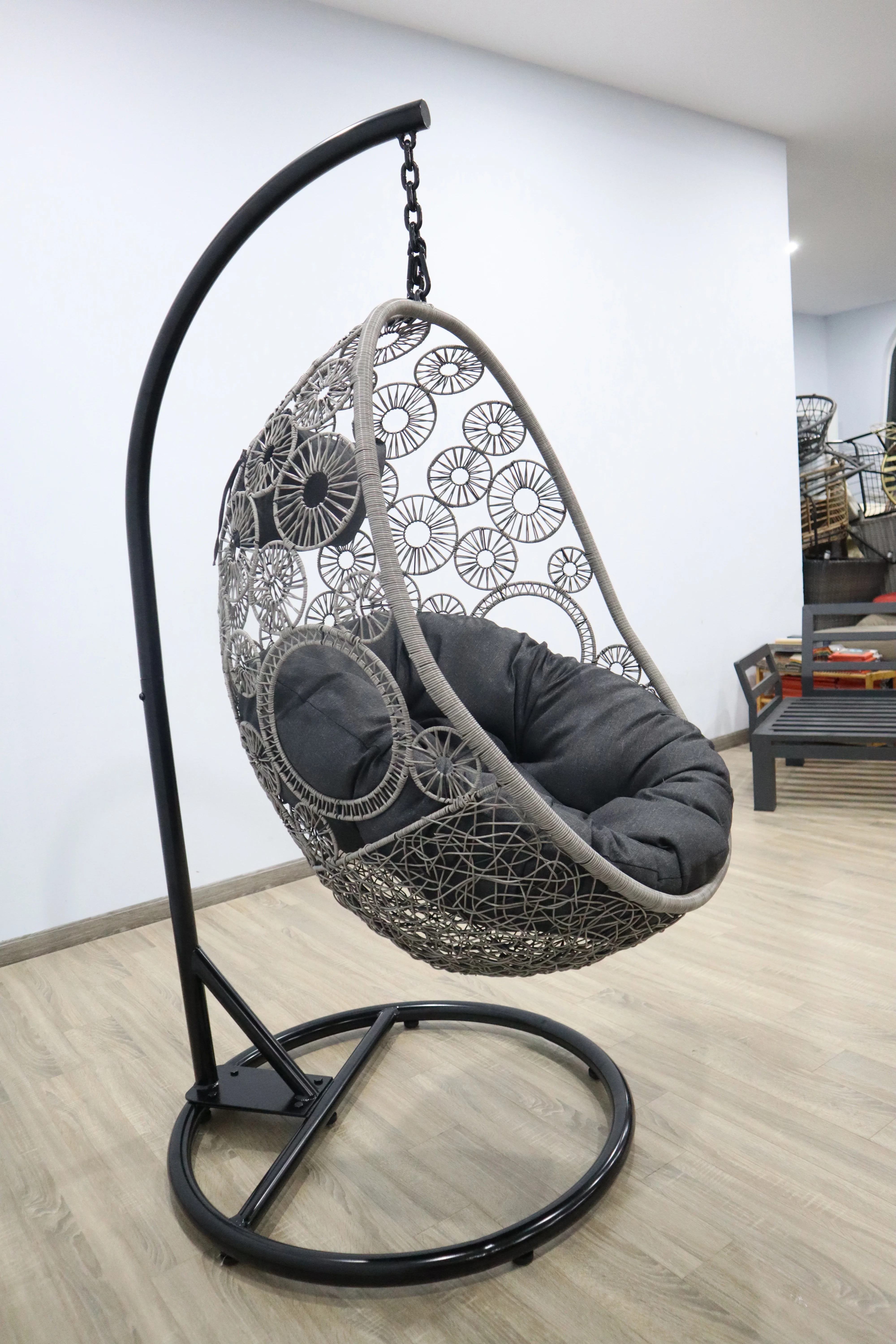 Уличный чехол для качели водонепроницаемый из яичной кожи на подвесное кресло дизайнерский молнии с изображением яиц черная ткань Оксфорд