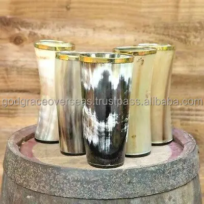 High Quality Viking Horn Glass Drinking Horn Glass Coffee Glass With Resin Base Viking Horn From India