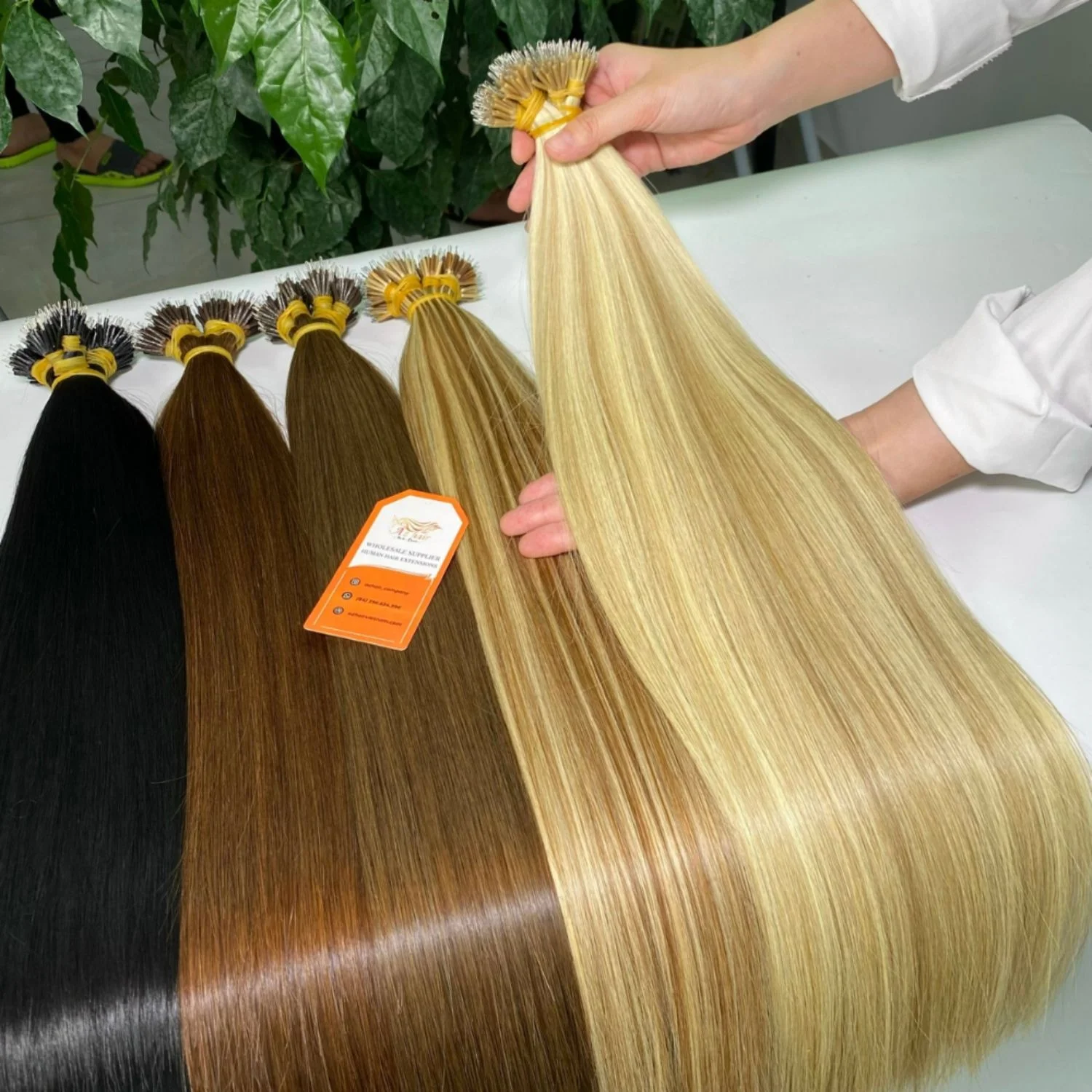 Hot Selling Super Double Drawn Highlight Nano Tip Hair Extensions Full Thick Ends Cut Directly From Vietnamese Women