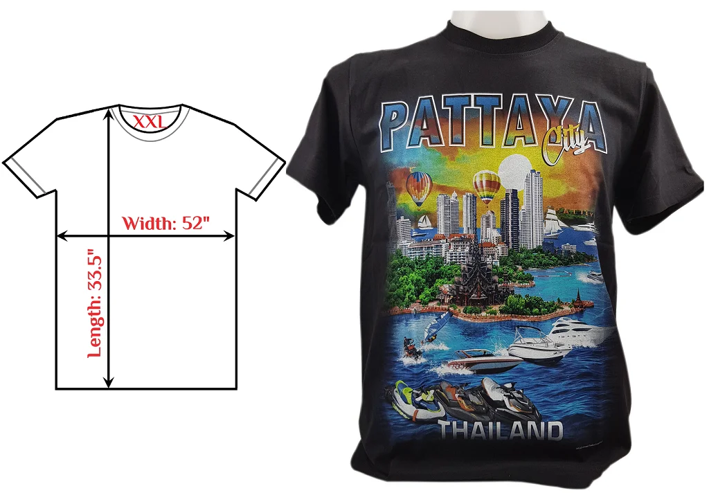 Pattaya TH XXL Size 100% Cotton Premium Quality Casual Wear Custom OEM Graphic Vintage Design Silk Screen Printed Shirt Summer