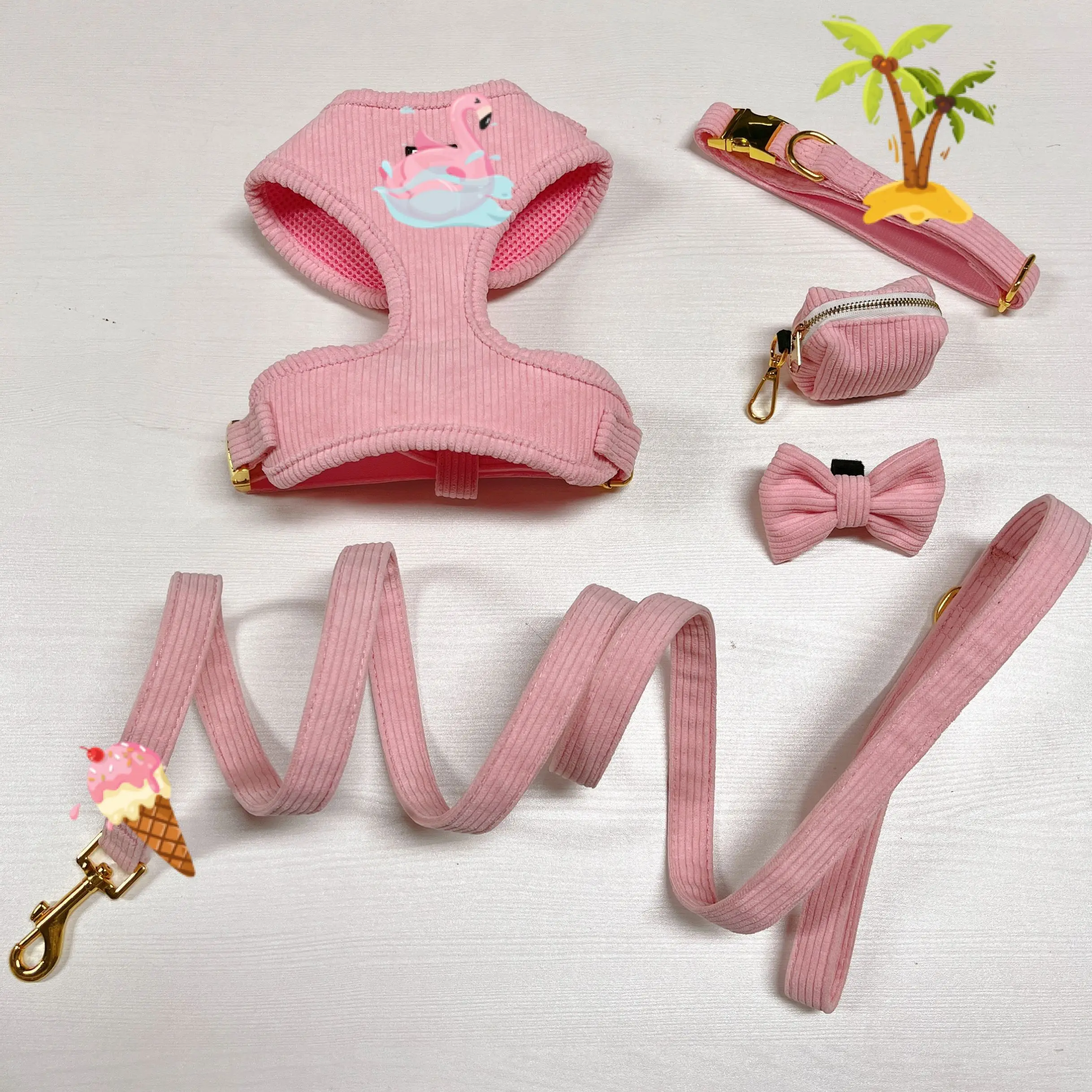 charms long leash real leather collar bamboo hemp dog harness soft choke customised blank bling for collars