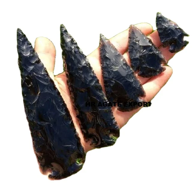Wholesaler Crystals Cheap Price Supplier Natural Stone Black Obsidian 3 Inch Native Arrow Arrowheads