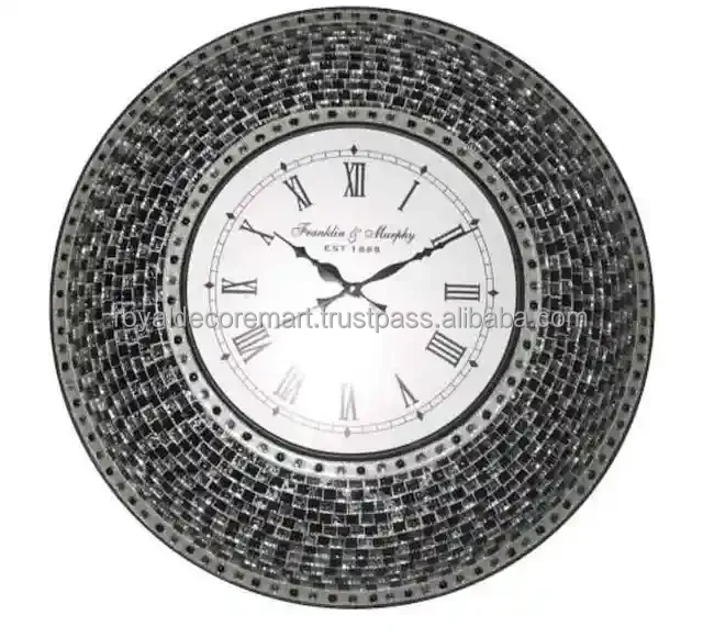 Factory Sale Luxury Quartz Mosaic Wall Clock Vintage Design with Silent Feature Good Quality Glass Square Shape Home Decor RDM