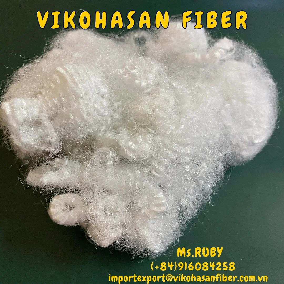 Recycled Polyester Staple Fiber 20D HD White Holow Non-Siliconized from Vikohasan Manufacturer for make quilt sofa furnitures