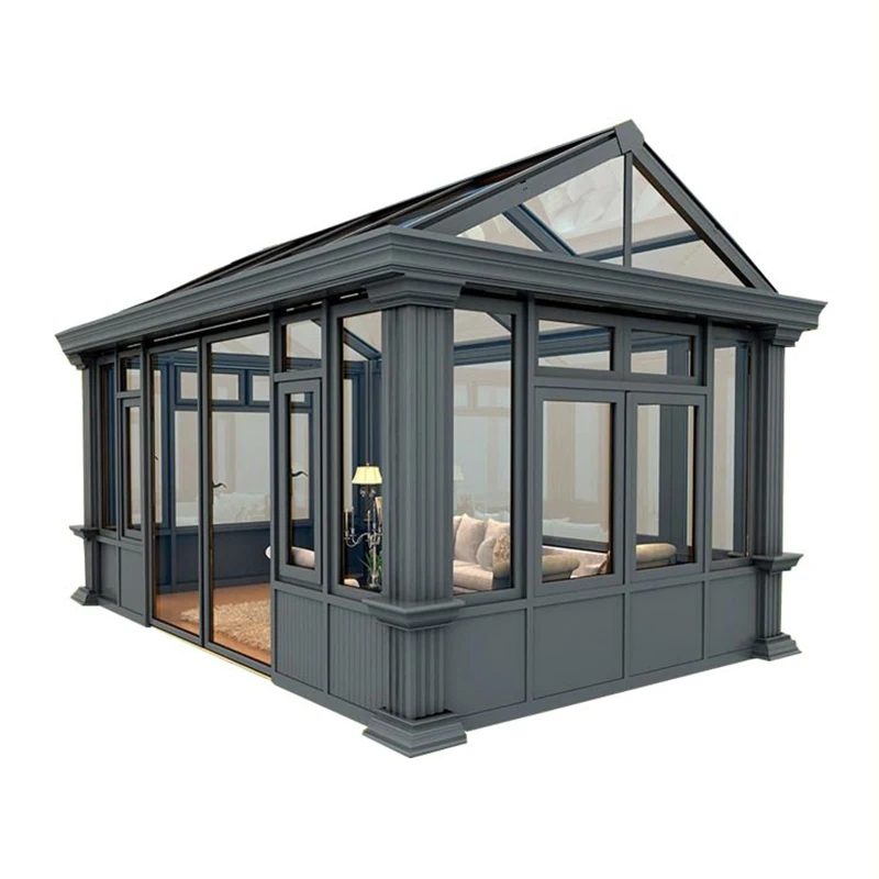 Balcony Free Standing Winter Garden Aluminum Frame Slant Roof Sunroom Solarium Glass House Sun Room