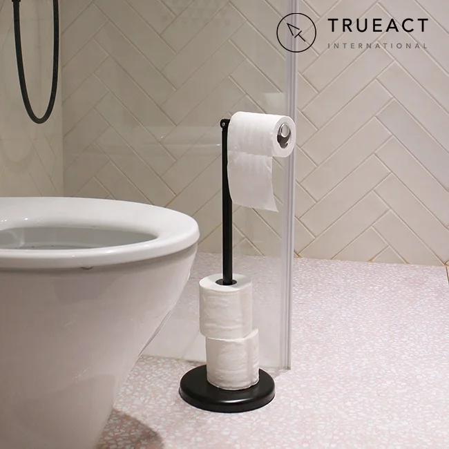 Made in Taiwan bathroom accessories Chrome Black White Free Standing Toilet Tissue Paper Roll Holder stand For Bathroom