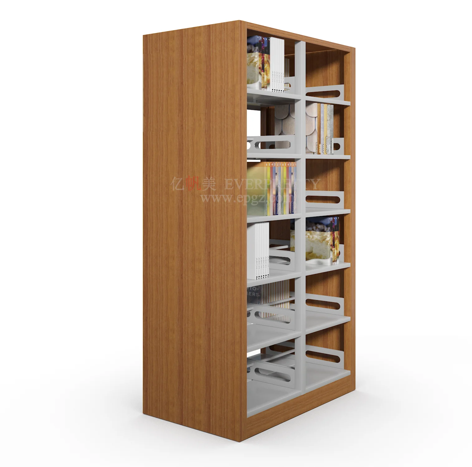 School Library Furniture Cube Bookcase Single Side Wooden Rack Fireproofing Bookshelf Cabinet Storage
