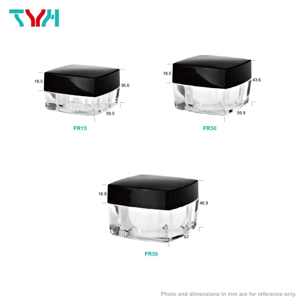 15ml 20ml 25ml 30ml 50ml 60ml PMMA Acrylic Luxury Square Arched Double Wall Plastic Cream Jar For Personal Care (FR Series)