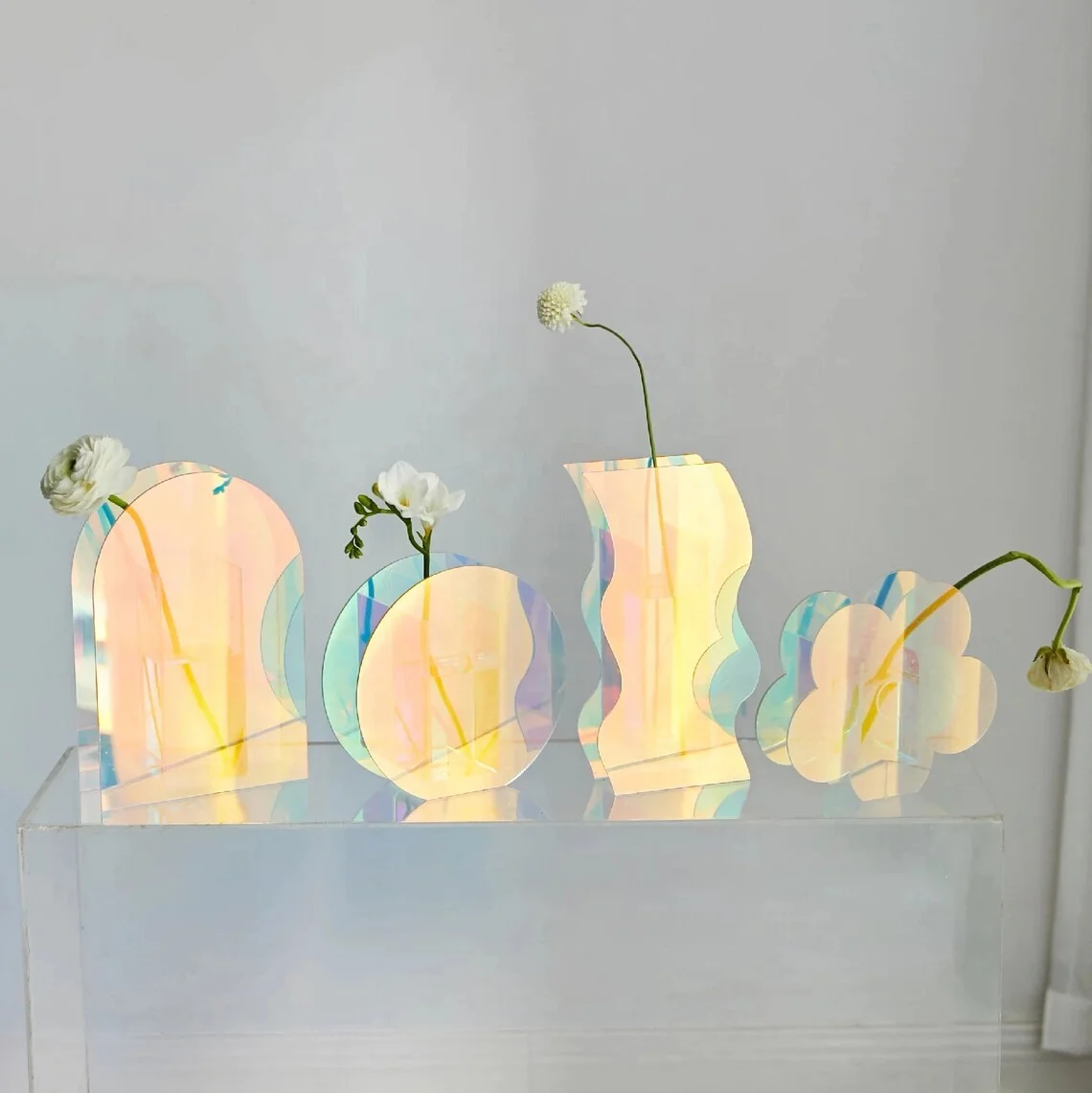 Индивидуальные украшения для дома рождественский подарок Модные Акриловые геометрические вазы с цветами специальные дизайнерские радужные цветные акриловая