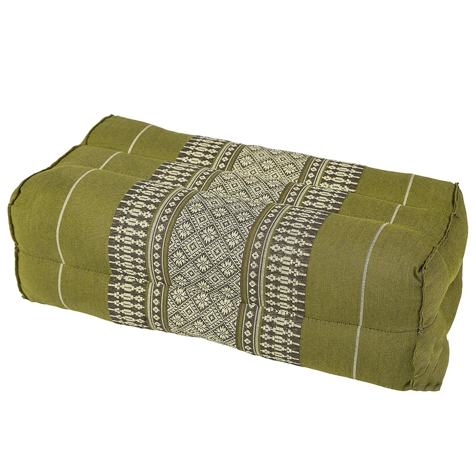 100% Kapok Thai Traditional rectangular Pillow. Organic for Yoga, Meditation, Relax for Living Room and Outdoor in Breen