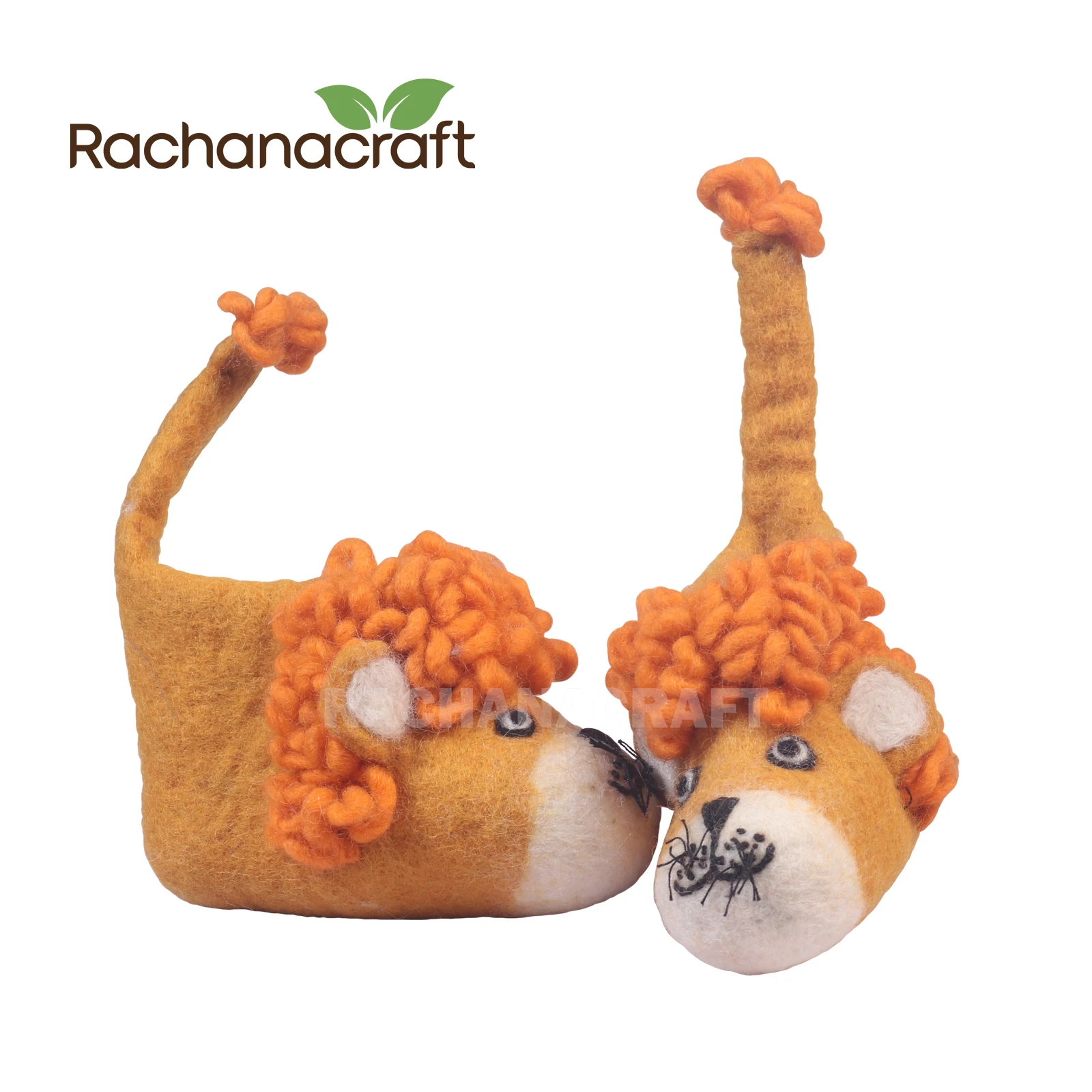 Wild Animal Theme Nepalese Wool Felt Slippers Azo Free Non Toxic Handmade In Nepal Tiger Design Orange Color Felt Shoes For Kids