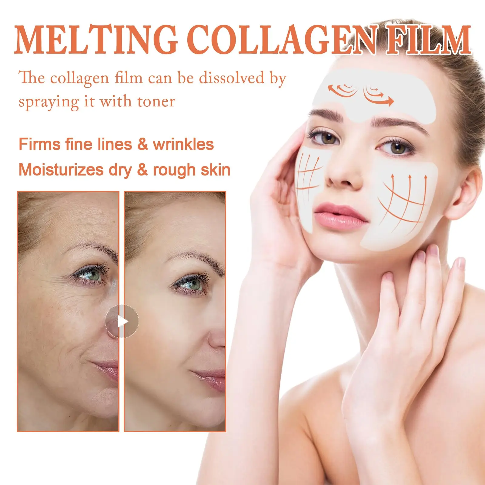 Smooth Hydrating Collagen Firming Soluble Mask Water Soluble Spray Dissolvable Melting Face Mask Korea Customized Package Sheet