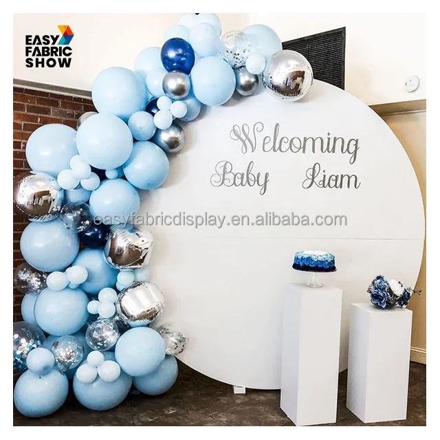 7FT Custom size Round backdrop Oh baby Balloon Arch Wall Decoration,Gold Large Baby in Bloom Baby Shower Decorations