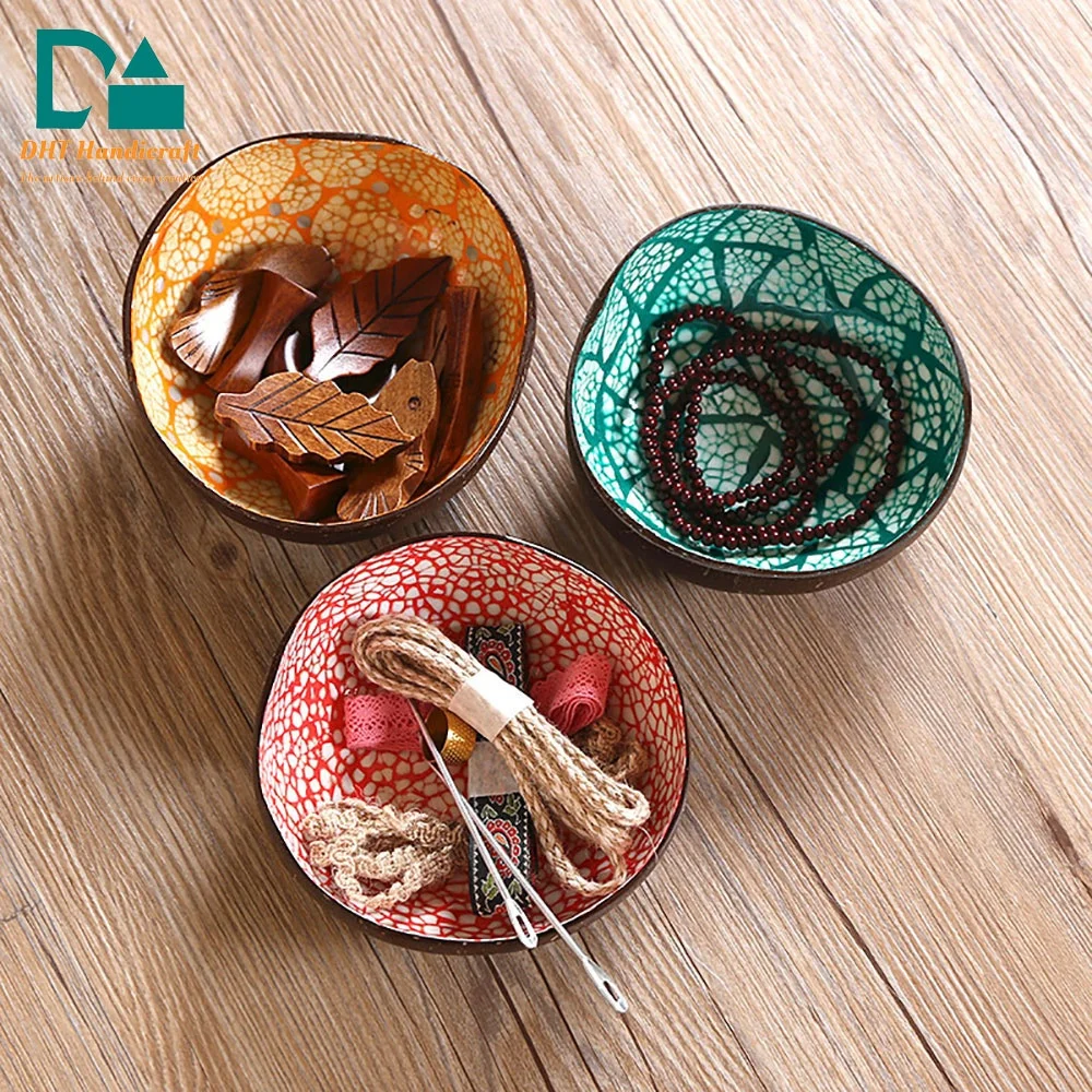 Wholesale Decoration Coconut Shell Lacquer Coconut Bowl With Customized Art Work DHT Handicraft Vietnam