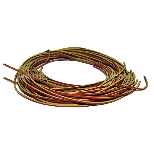 Top Italian Quality Genuine Leather Cognac Color Leather Laces for Shoes