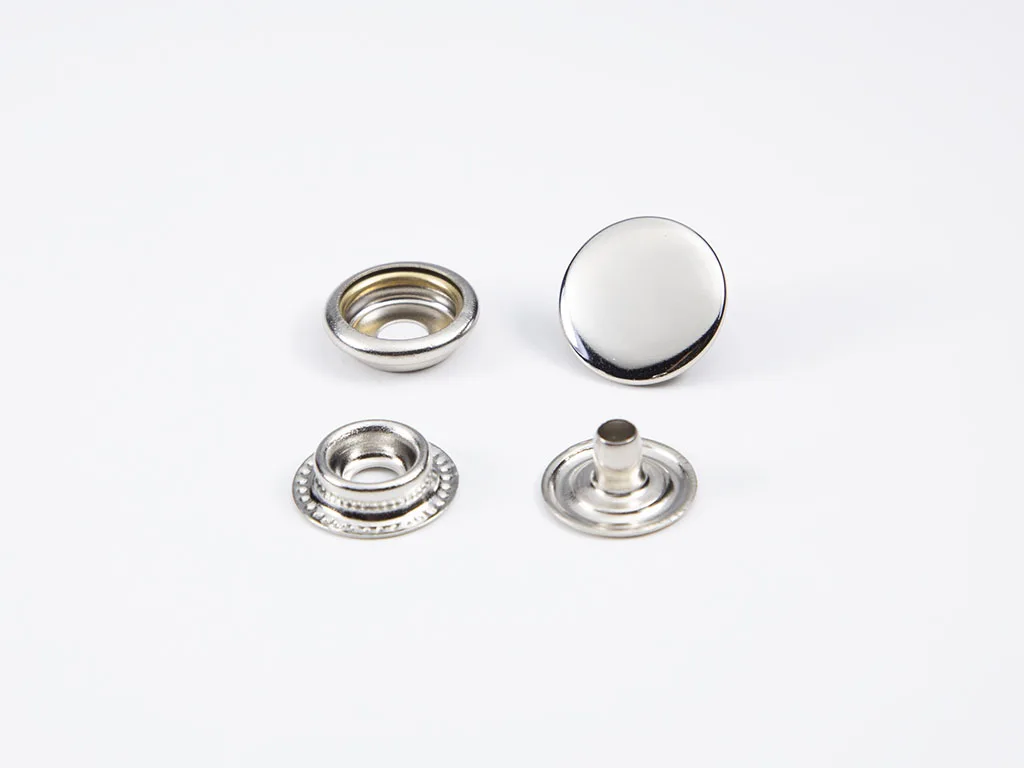 15mm 4 part Metal Silver Snap Button Fastener for Jacket Bag Closure