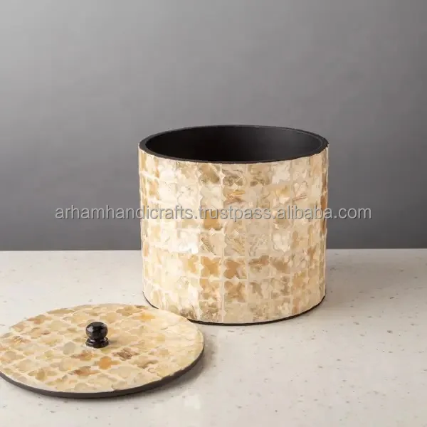 Wholesale Luxury Crafts Gift Box Arabic Style Acacia Wood Mop Inlay Lid Acrylic Jar Custom Size Indian Decor Handicrafts Bone