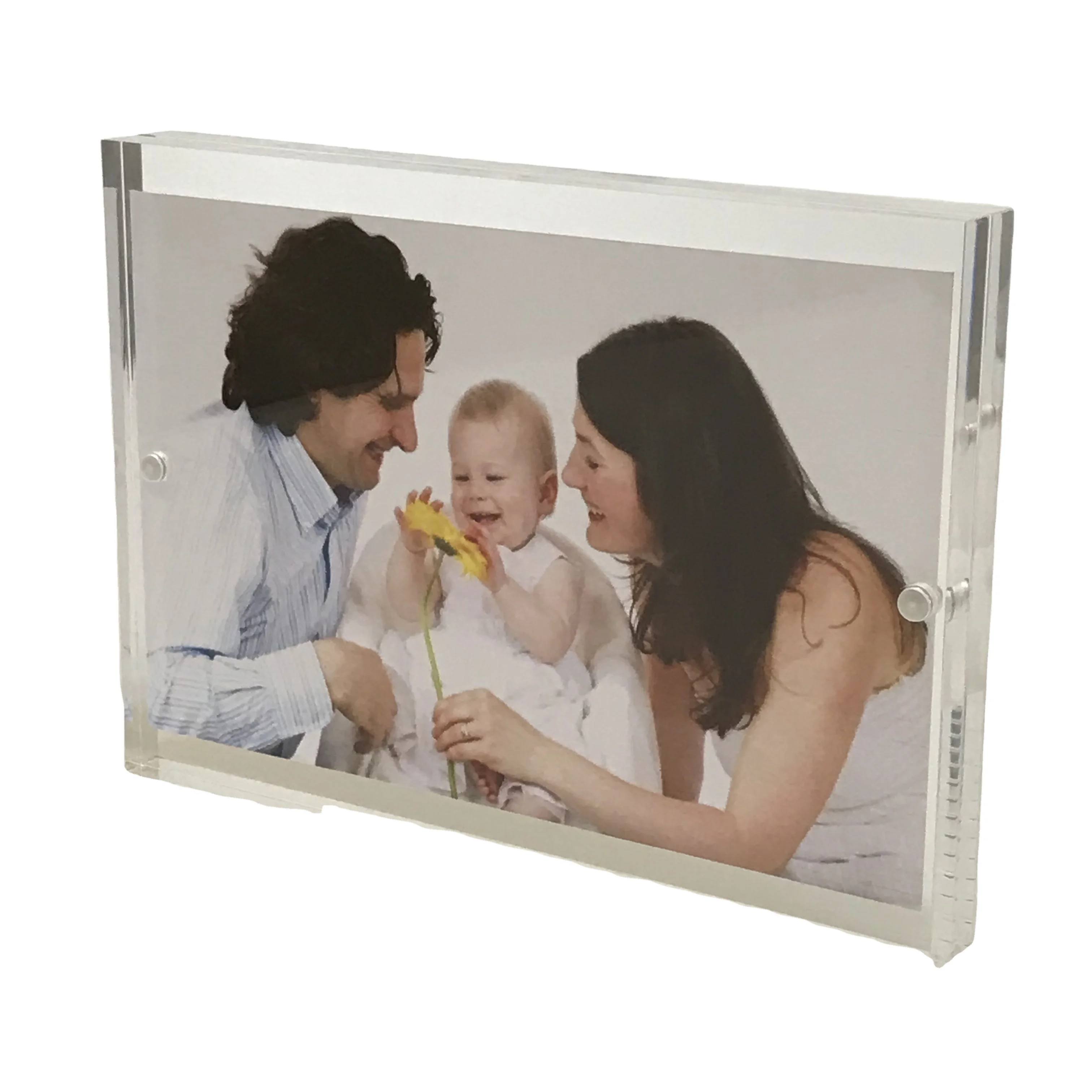 Acrylic Tabletop Block Magnetic Plexiglass Photo Frame for Display