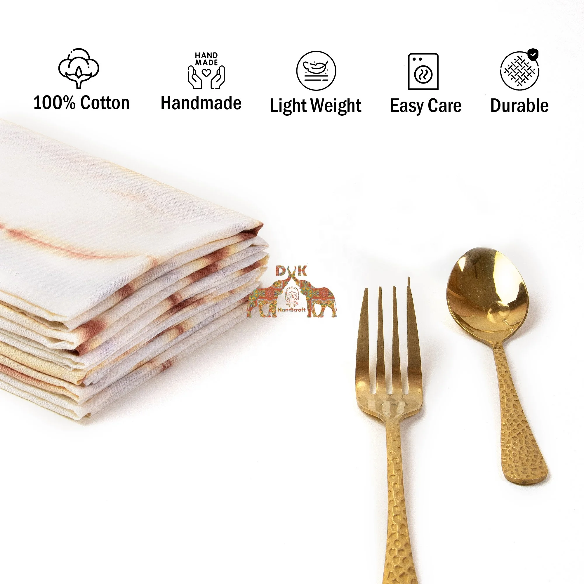 New Hand Block Tie and Dye Printed Cotton Table Napkins Best Quality Hand Block Print reusable Napkins for kitchen home use