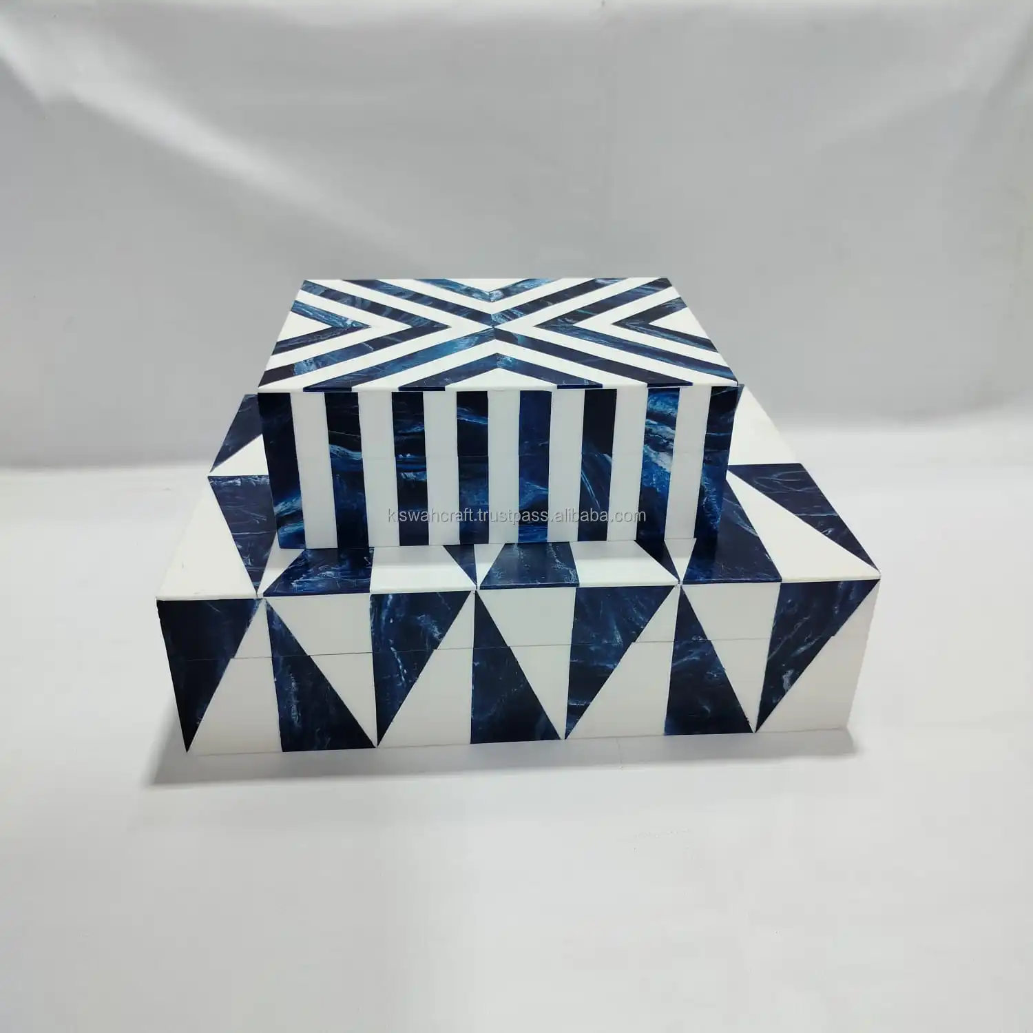 Wholesale Keepsake jewelry organizer Handmade Bone inlay Multi Color Geometric Pattern Storage box Table & Home Decor