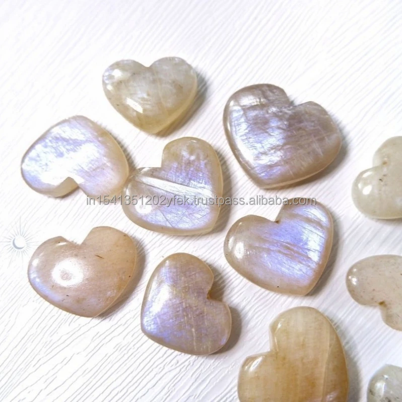 Peach Rainbow Moonstone Hearts