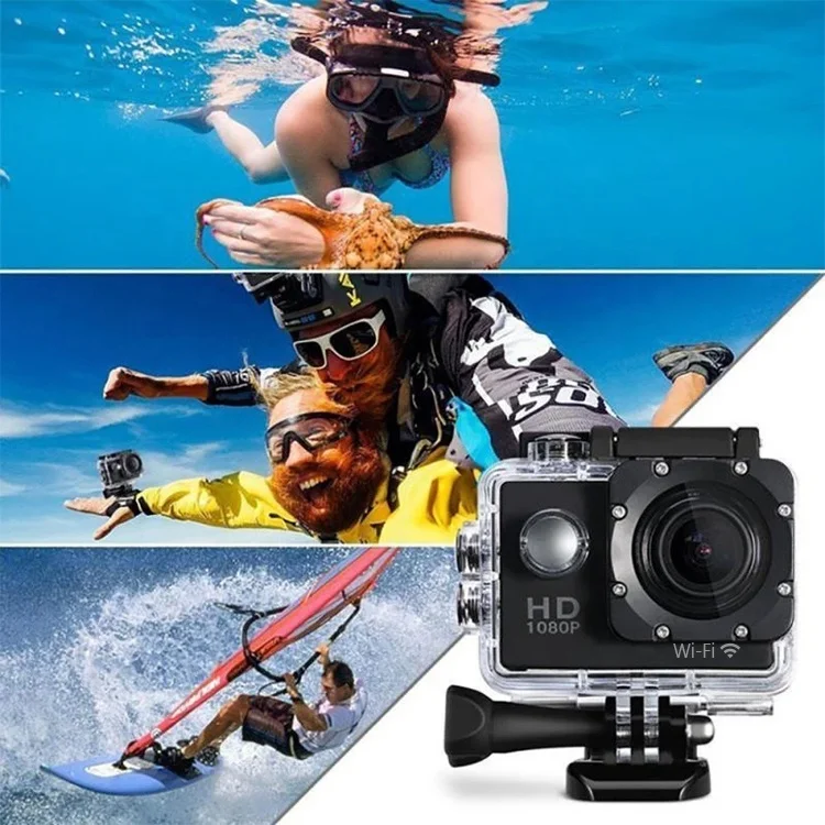 Junnx Action Camera 1080p 4K 30FPS GPCV4247 AVI HD LCD 2.0 Waterproof Helmet Dual Screen WiFi Webcam Sport Video Cam