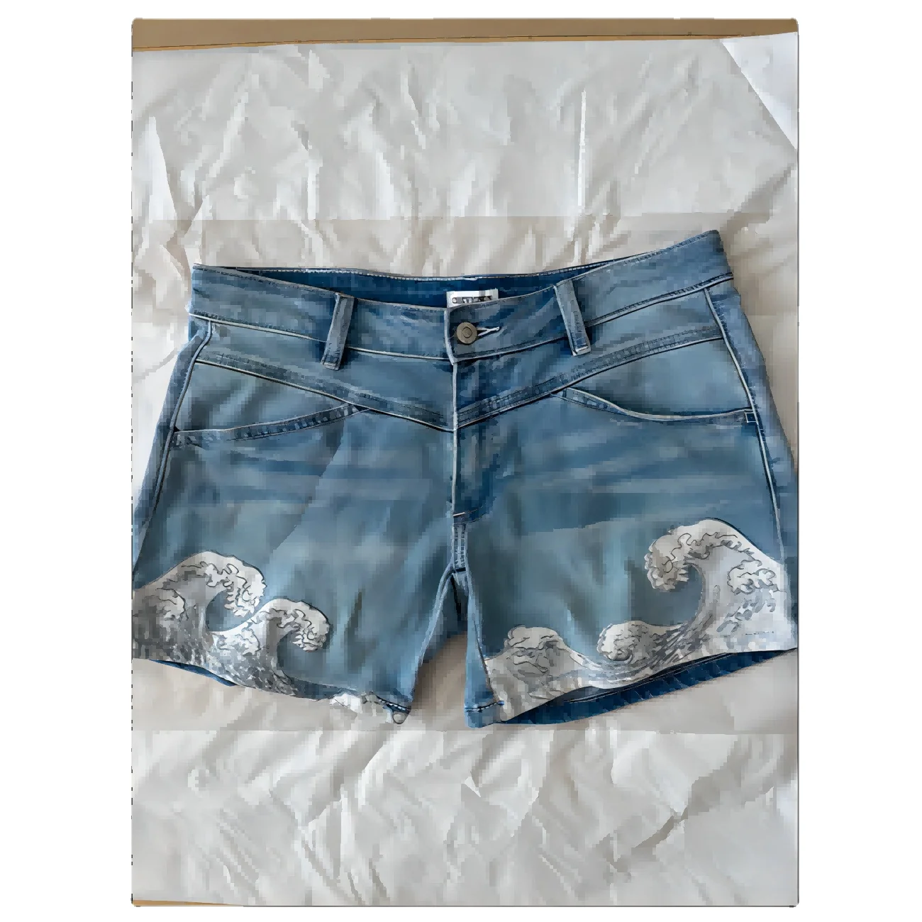 Factory Selling comfortable shorts denim pockets With wave patterns skinny all season jeans for women