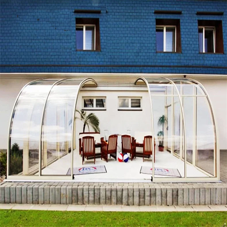 Retractable Tempered Glass Roof Infinity Pool Automatic Motorized Retractable Glass System Enclosures Retractable Sun Roof