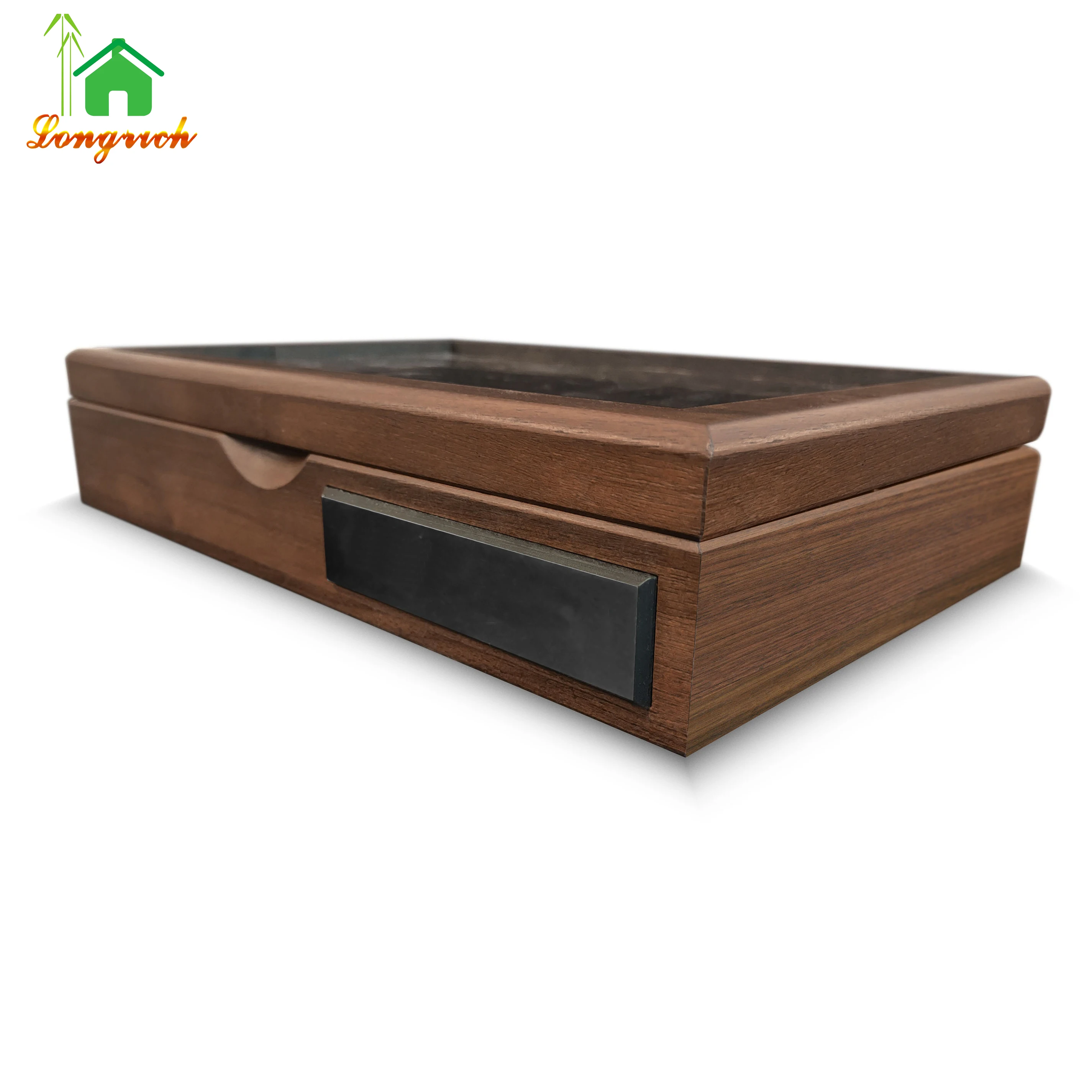 wooden custom spanish cedar wooden box with hygrometer humidifier solution desktop glass cigar humidor