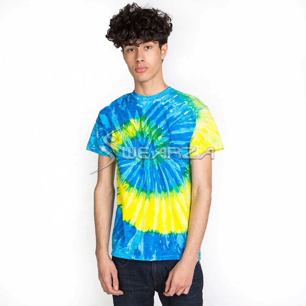 Three Colors Men Tie Dye Tee Custom 100 % Cotton Tie Dye shirt Sustainable tie-dye organic cotton tee